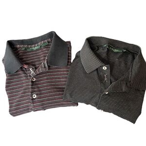 Lot of 2 Bobby Jones Mens Golf Polo Shirts Sz Large Striped Peruvian Pima Cotton